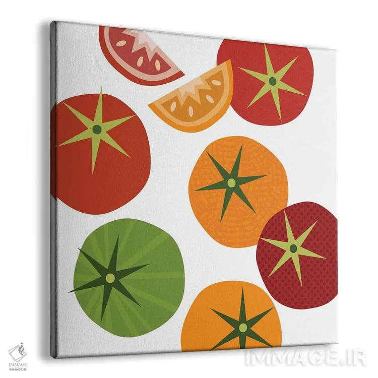 تابلو پاپ آرت مربعی گوجهفرنگی اثر بث بوردلون - نمای پرسپکتیو محصول
