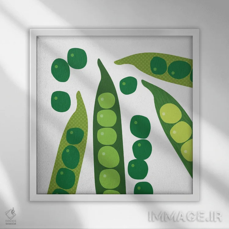 تابلو پاپ آرت مربعی نخود سبز اثر بث بوردلون - نمای قابدار سفید