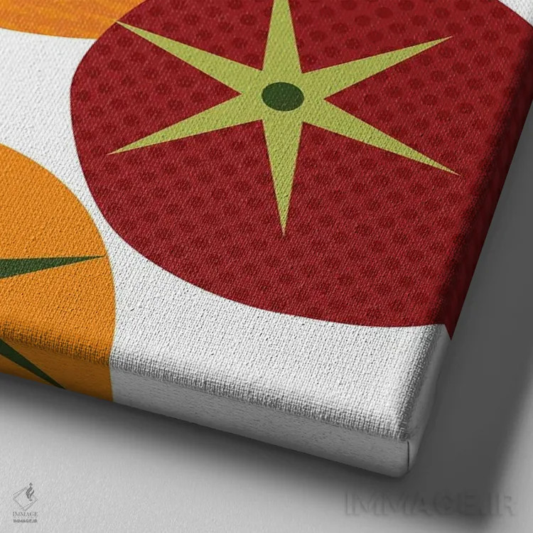 تابلو پاپ آرت مربعی گوجهفرنگی اثر بث بوردلون - نمای نزدیک بافت بوم