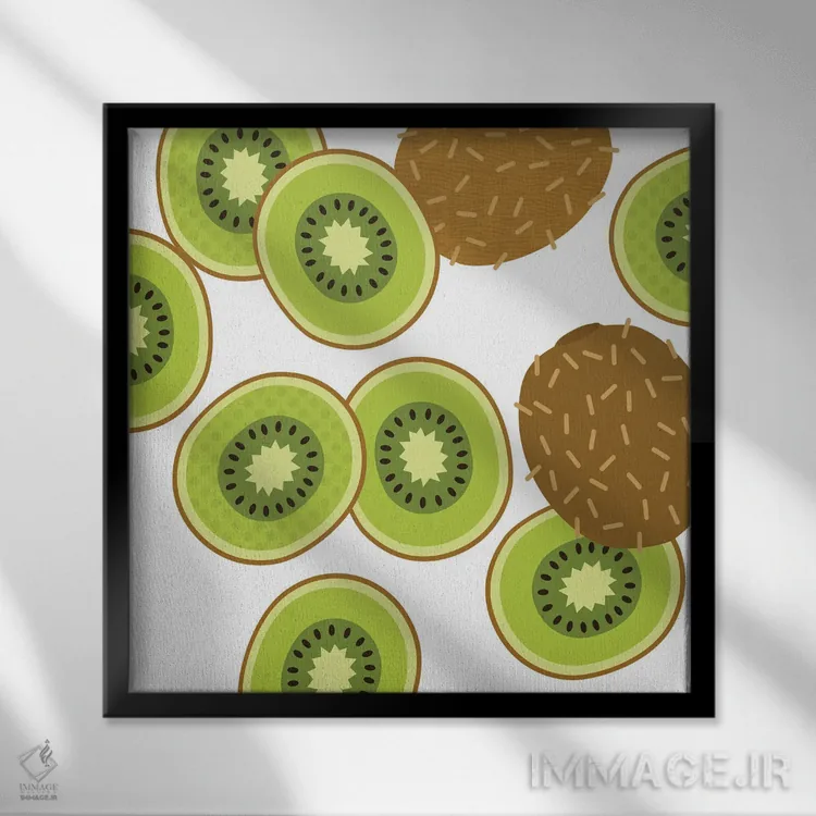 تابلو پاپ آرت مربعی کیوی اثر بث بوردلون - نمای قابدار مشکی