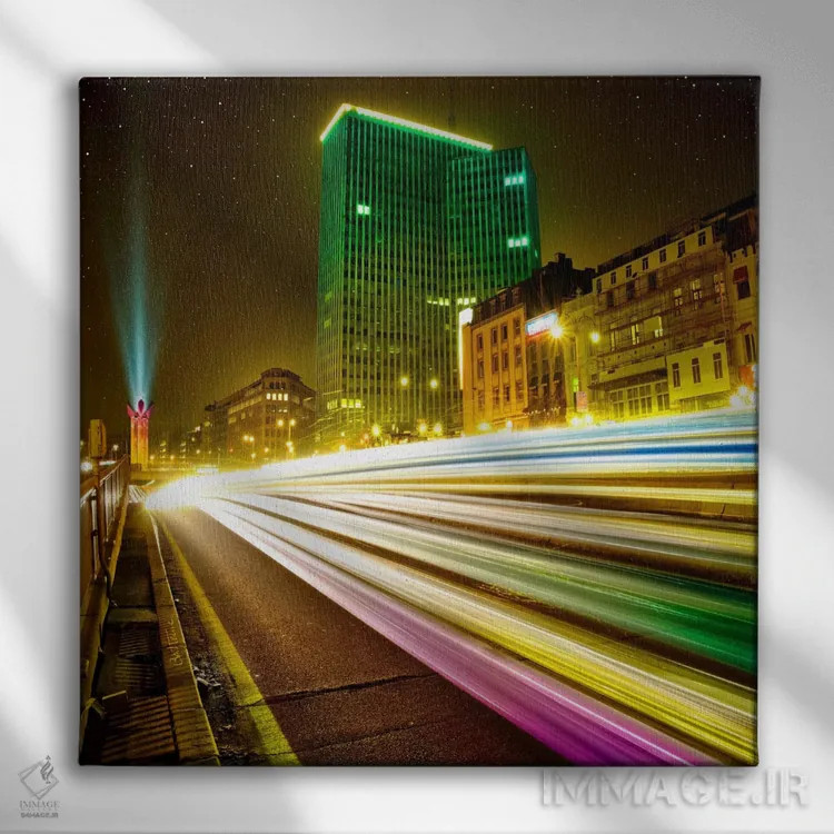 تابلو بروکسل در شب (بلژیک) اثر بن هاین (هنرمند بلژیکی) - نمای روبهرو روی دیوار