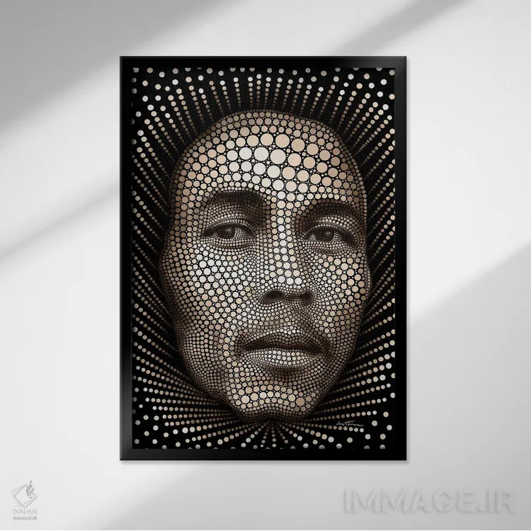 تابلو باب مارلی (خواننده) اثر بن هاین (هنرمند بلژیکی) - نمای قابدار مشکی