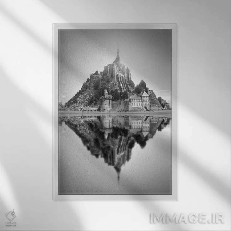 تابلو مون سنمیشل ۲ (فرانسه) اثر بن هاین (هنرمند بلژیکی) - نمای قابدار سفید