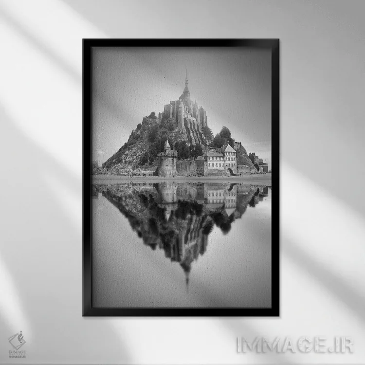 تابلو مون سنمیشل ۲ (فرانسه) اثر بن هاین (هنرمند بلژیکی) - نمای قابدار مشکی