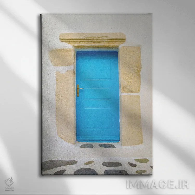 تابلو درِ آبی اثر بن هاین (هنرمند بلژیکی) - نمای روبهرو روی دیوار