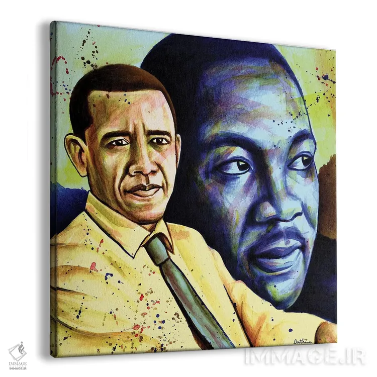 تابلو اوباما و لوتر کینگ اثر بن هاین (هنرمند بلژیکی) - نمای پرسپکتیو محصول