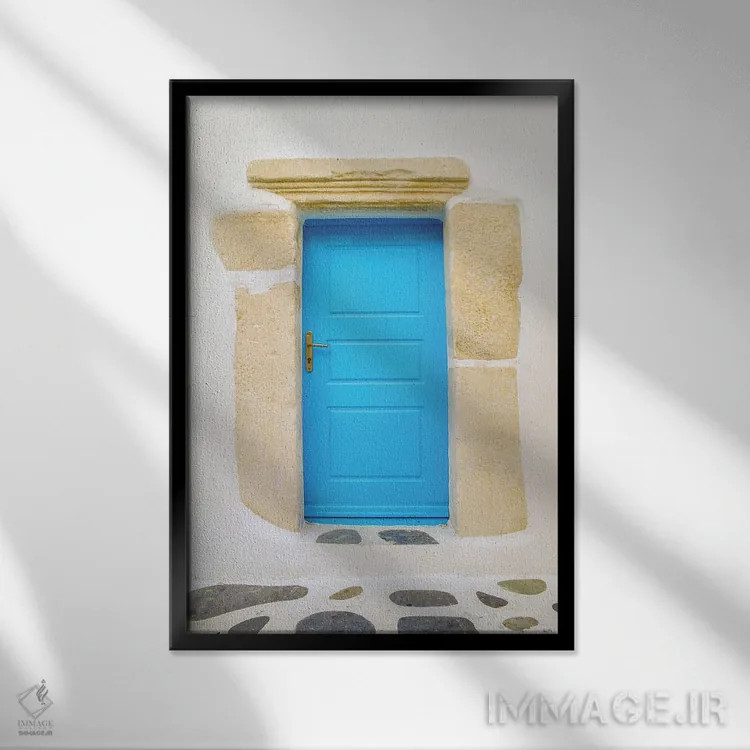 تابلو درِ آبی اثر بن هاین (هنرمند بلژیکی) - نمای قابدار مشکی