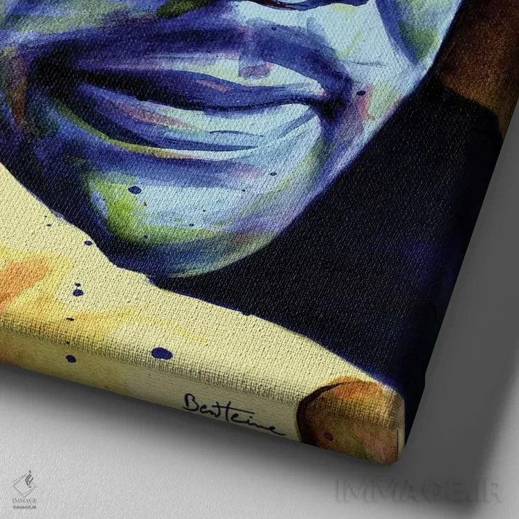 تابلو اوباما و لوتر کینگ اثر بن هاین (هنرمند بلژیکی) - نمای نزدیک بافت بوم