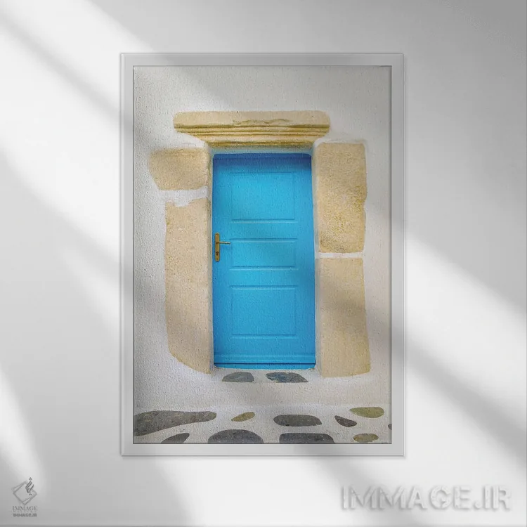 تابلو درِ آبی اثر بن هاین (هنرمند بلژیکی) - نمای قابدار سفید