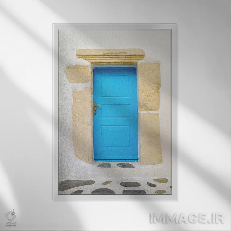 تابلو درِ آبی اثر بن هاین (هنرمند بلژیکی) - نمای قابدار سفید
