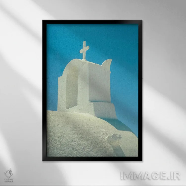 تابلو سانتورینی ۳ (یونان) اثر بن هاین (هنرمند بلژیکی) - نمای قابدار مشکی