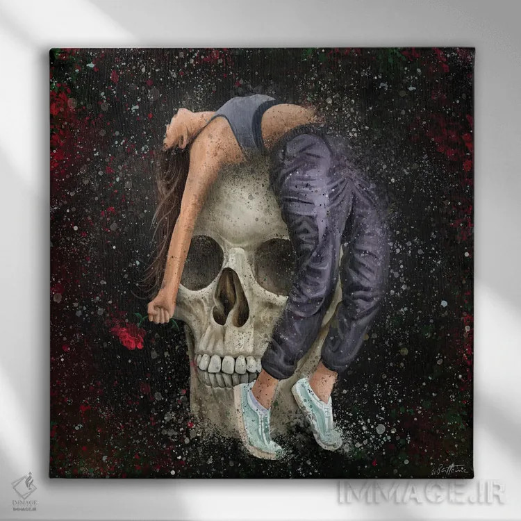 تابلو گل سمی اثر بن هاین (هنرمند بلژیکی) - نمای روبهرو روی دیوار