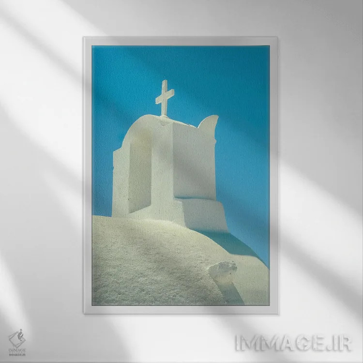 تابلو سانتورینی ۳ (یونان) اثر بن هاین (هنرمند بلژیکی) - نمای قابدار سفید