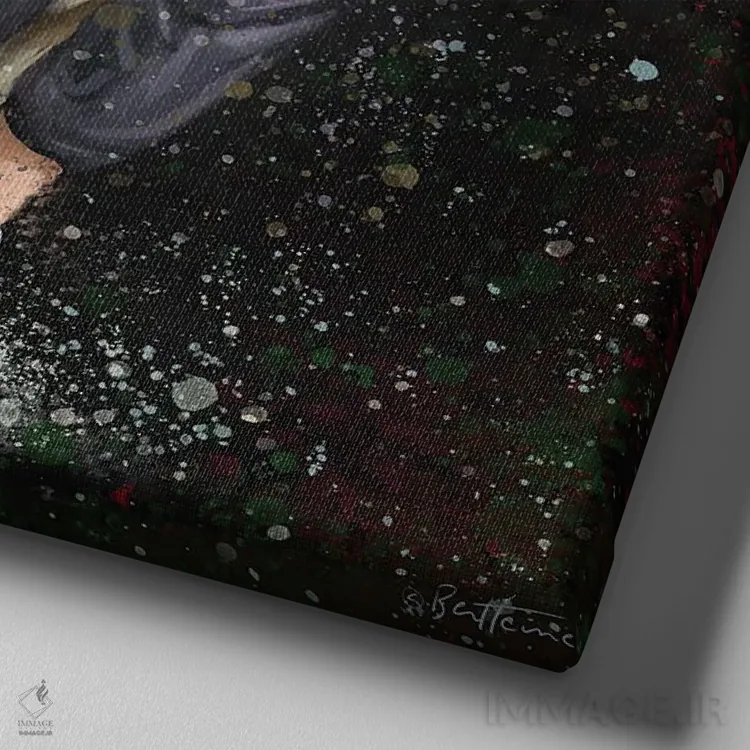 تابلو گل سمی اثر بن هاین (هنرمند بلژیکی) - نمای نزدیک بافت بوم