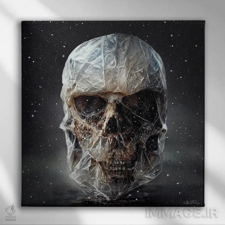 تابلو جمجمه کیهانی اثر بن هاین (هنرمند بلژیکی) - نمای روبهرو روی دیوار