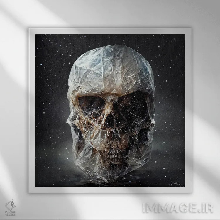 تابلو جمجمه کیهانی اثر بن هاین (هنرمند بلژیکی) - نمای قابدار سفید
