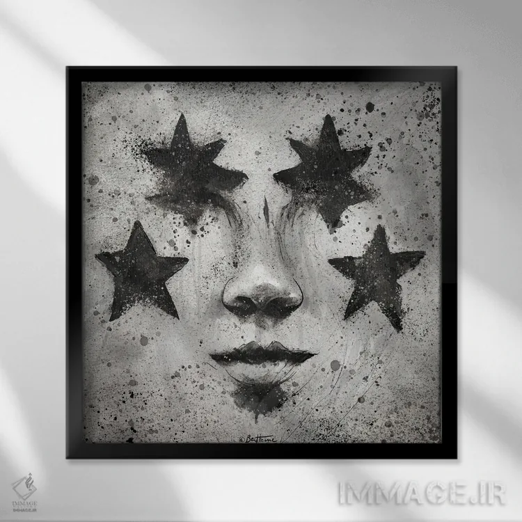 تابلو گریه نکن بیس اثر بن هاین (هنرمند بلژیکی) - نمای قابدار مشکی