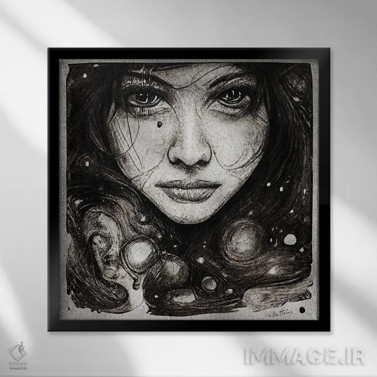 تابلو موی ستارهای اثر بن هاین (هنرمند بلژیکی) - نمای قابدار مشکی