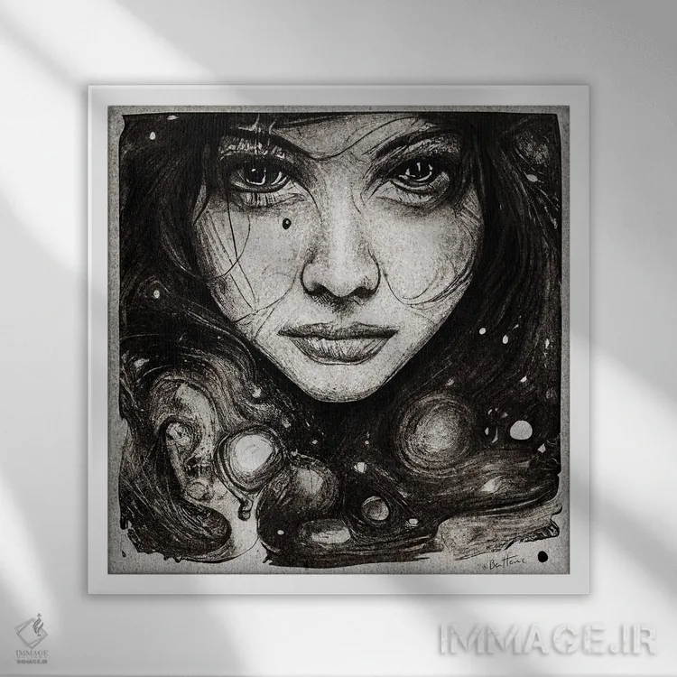 تابلو موی ستارهای اثر بن هاین (هنرمند بلژیکی) - نمای قابدار سفید