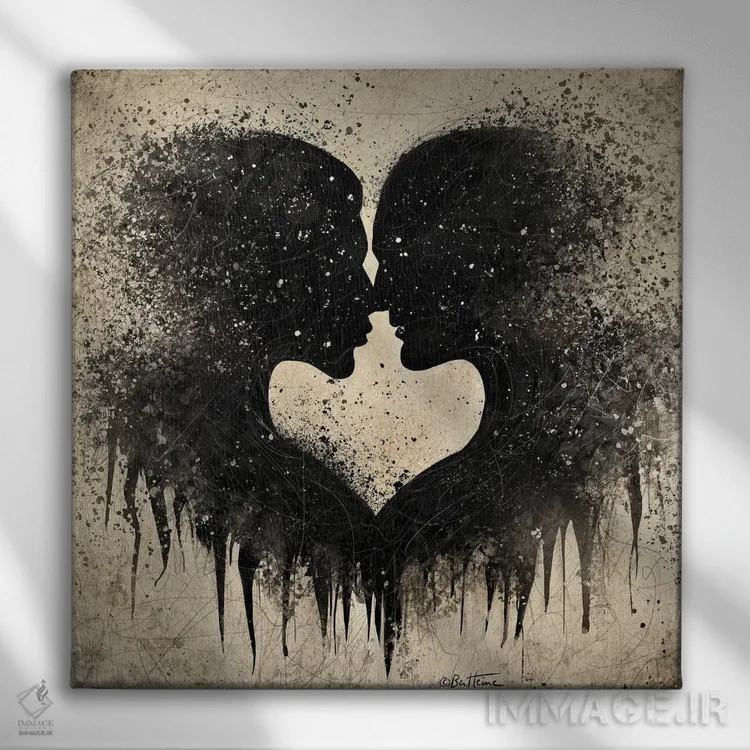 تابلو عاشقان قلب اثر بن هاین (هنرمند بلژیکی) - نمای روبهرو روی دیوار
