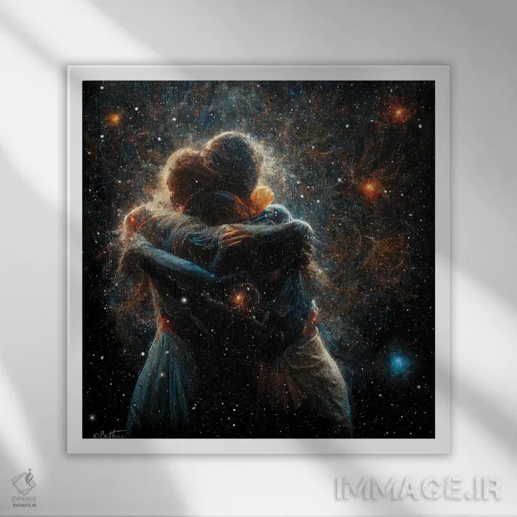 تابلو ما دو نفر در جهان اثر بن هاین (هنرمند بلژیکی) - نمای قابدار سفید