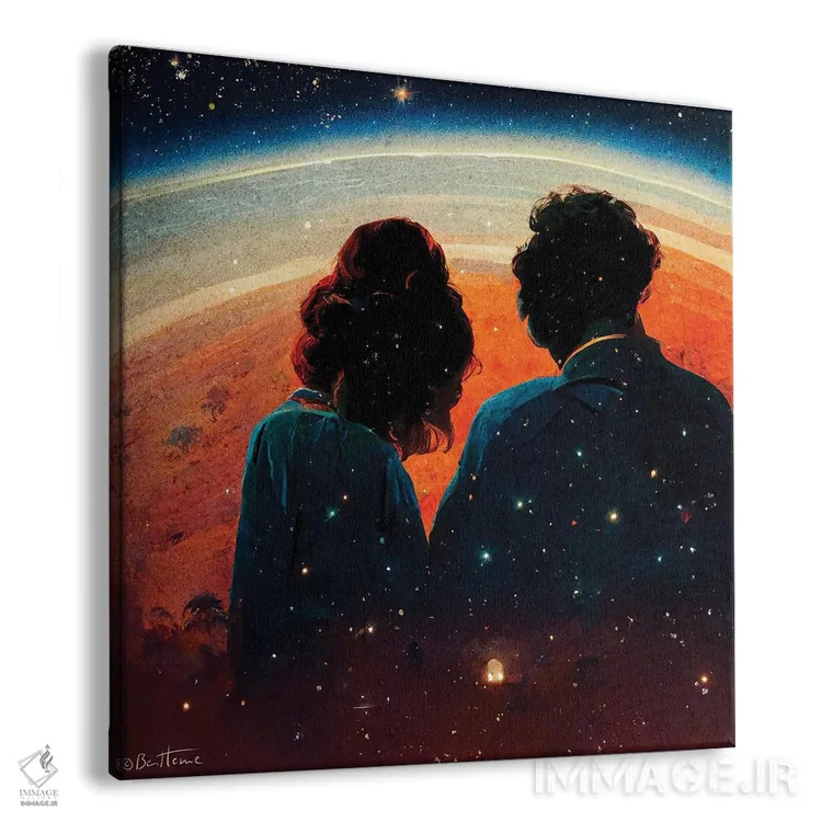 تابلو در کیهان به یکدیگر تعلق داریم اثر بن هاین (هنرمند بلژیکی) - نمای پرسپکتیو محصول