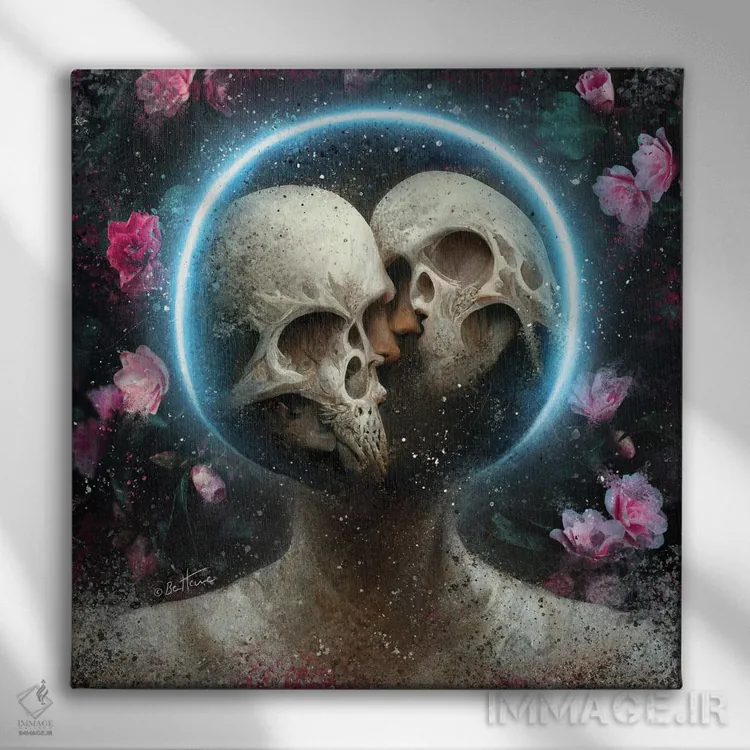 تابلو برای همیشه در کیهان به هم پیوستهایم اثر بن هاین (هنرمند بلژیکی) - نمای روبهرو روی دیوار