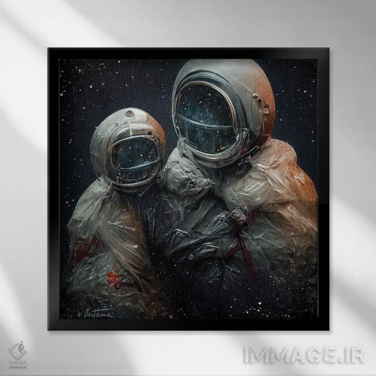 تابلو یونیفرمهای پلاستیکی اثر بن هاین (هنرمند بلژیکی) - نمای قابدار مشکی