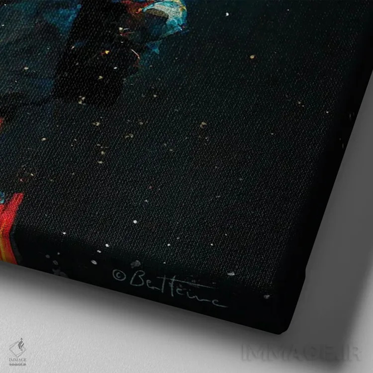 تابلو سفینه کیهانی اثر بن هاین (هنرمند بلژیکی) - نمای نزدیک بافت بوم