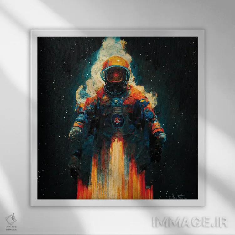 تابلو سفینه کیهانی اثر بن هاین (هنرمند بلژیکی) - نمای قابدار سفید