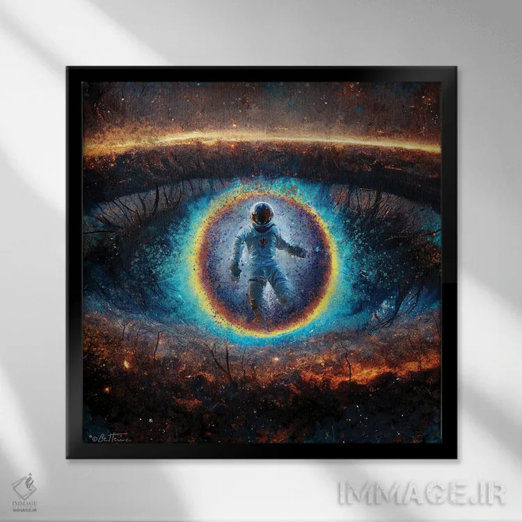 تابلو به چشمان من نگاه کن اثر بن هاین (هنرمند بلژیکی) - نمای قابدار مشکی