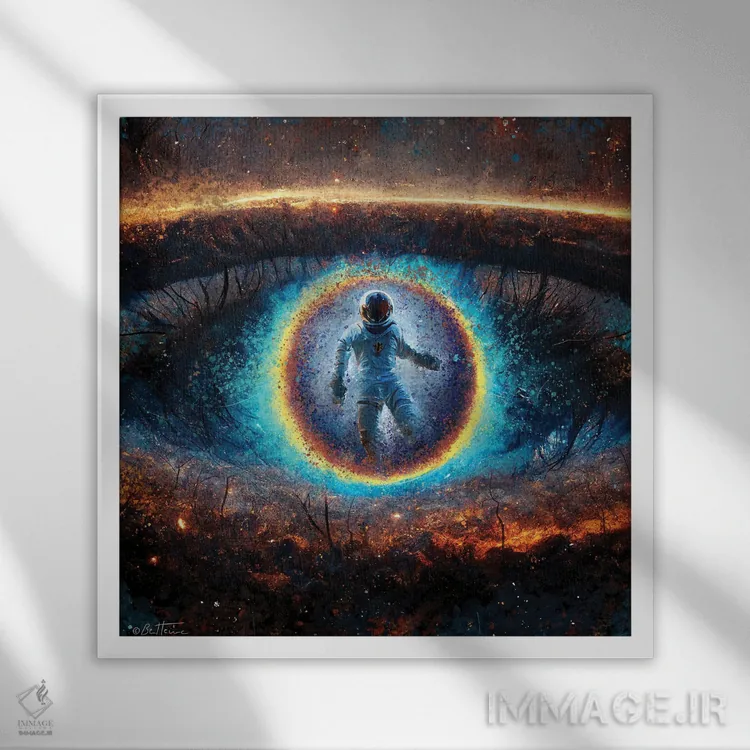 تابلو به چشمان من نگاه کن اثر بن هاین (هنرمند بلژیکی) - نمای قابدار سفید