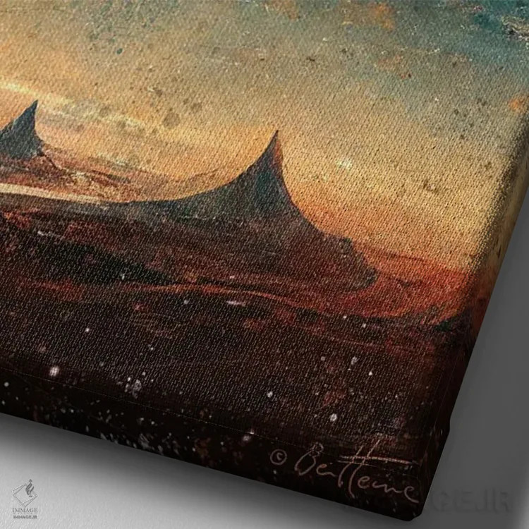 تابلو دو جهان اثر بن هاین (هنرمند بلژیکی) - نمای نزدیک بافت بوم