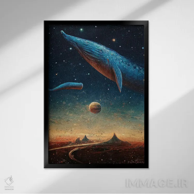 تابلو دو جهان اثر بن هاین (هنرمند بلژیکی) - نمای قابدار مشکی