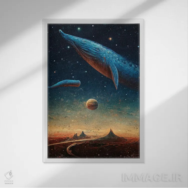 تابلو دو جهان اثر بن هاین (هنرمند بلژیکی) - نمای قابدار سفید