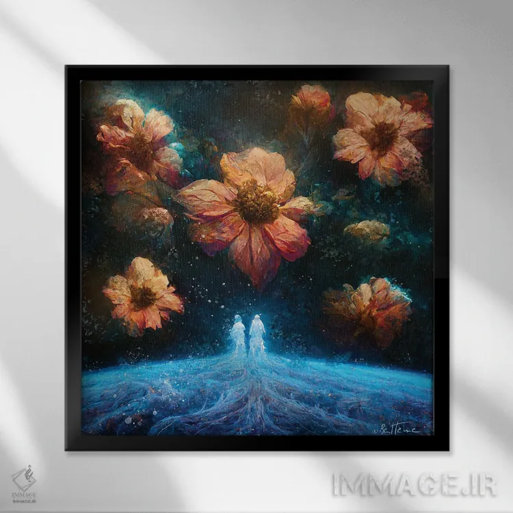 تابلو به یاد بیاور از کجا آمدهایم اثر بن هاین (هنرمند بلژیکی) - نمای قابدار مشکی