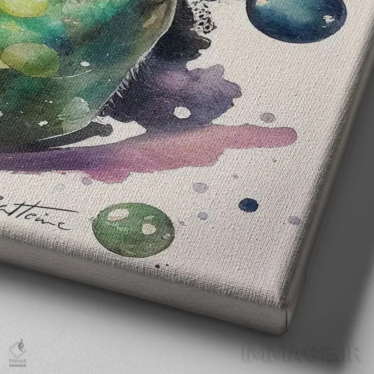 تابلو گربهٔ رویاپرداز اثر بن هاین (هنرمند بلژیکی) - نمای نزدیک بافت بوم