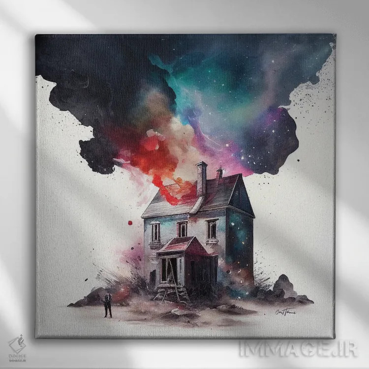 تابلو خانه اثر بن هاین (هنرمند بلژیکی) - نمای روبهرو روی دیوار