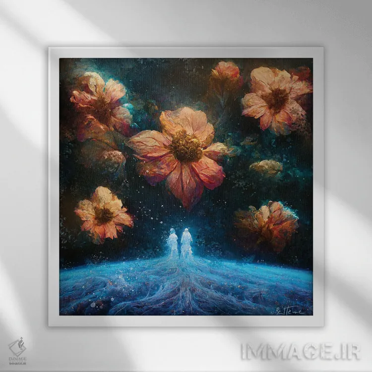 تابلو به یاد بیاور از کجا آمدهایم اثر بن هاین (هنرمند بلژیکی) - نمای قابدار سفید