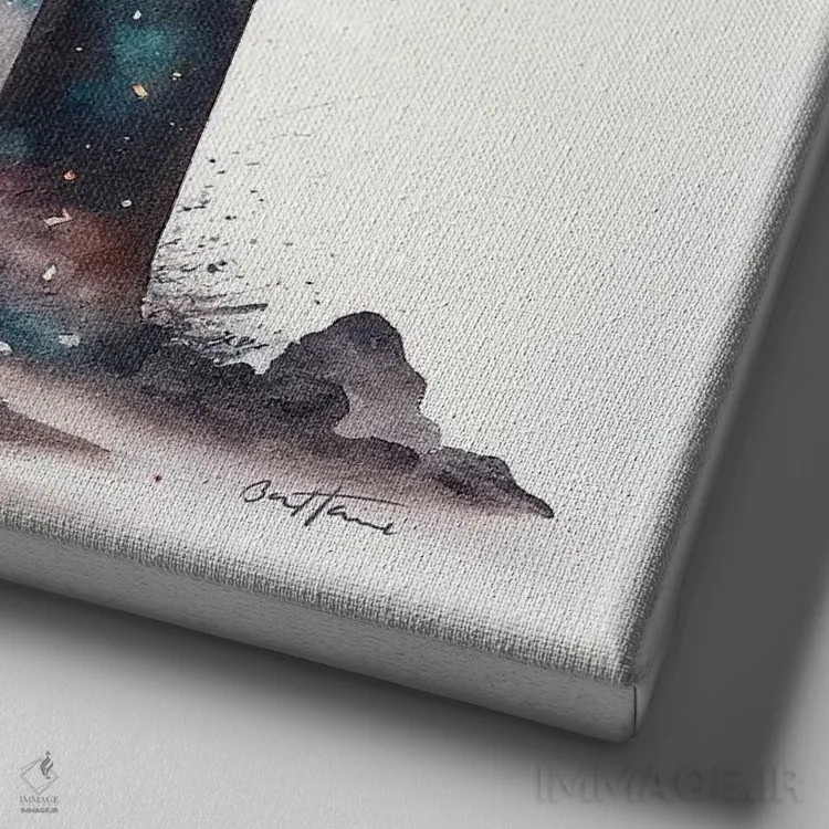 تابلو خانه اثر بن هاین (هنرمند بلژیکی) - نمای نزدیک بافت بوم