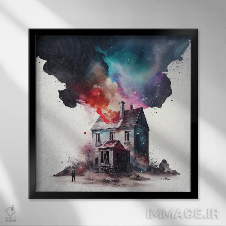 تابلو خانه اثر بن هاین (هنرمند بلژیکی) - نمای قابدار مشکی