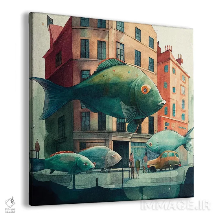 تابلو ماهی در شهر اثر بن هاین (هنرمند بلژیکی) - نمای پرسپکتیو محصول