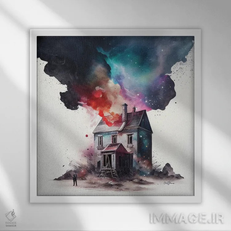 تابلو خانه اثر بن هاین (هنرمند بلژیکی) - نمای قابدار سفید