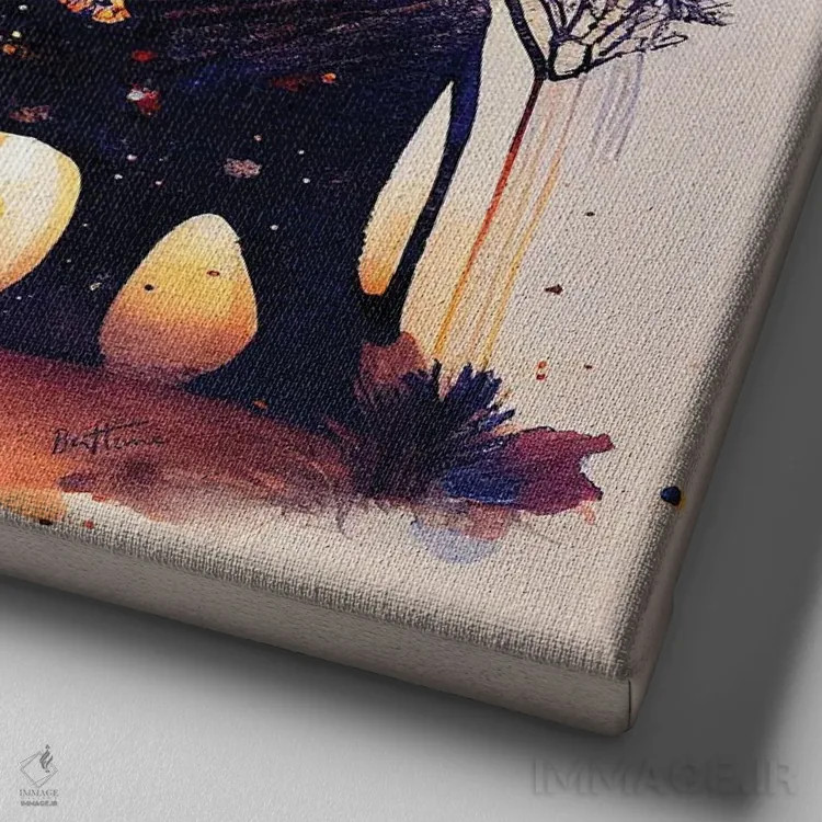 تابلو منظره اثر بن هاین (هنرمند بلژیکی) - نمای نزدیک بافت بوم