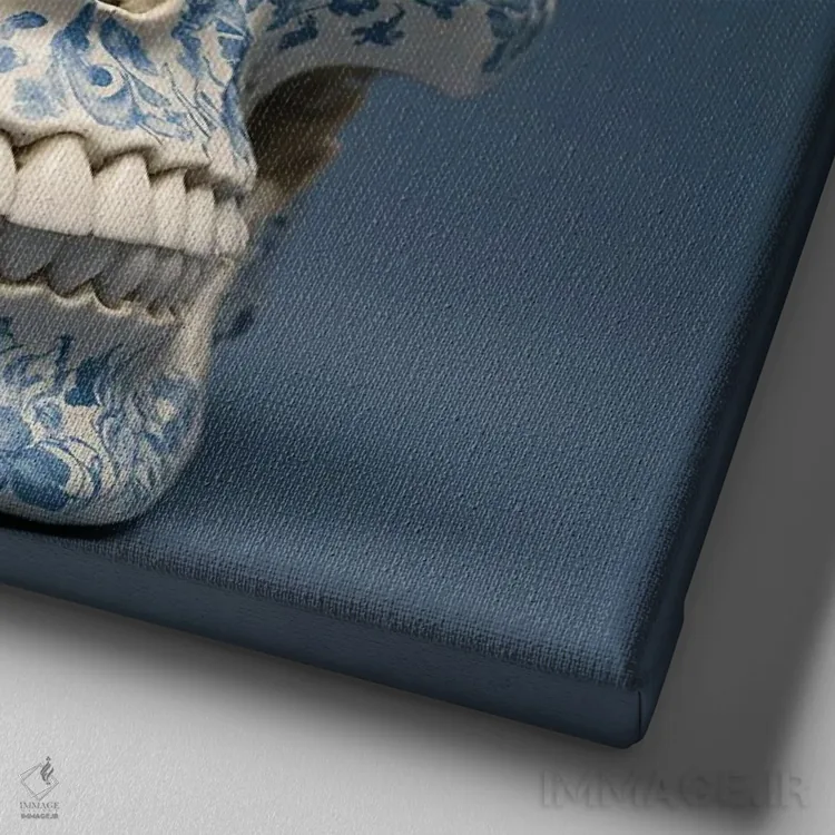 تابلو جمجمه چینی I اثر بن هاین (هنرمند بلژیکی) - نمای نزدیک بافت بوم