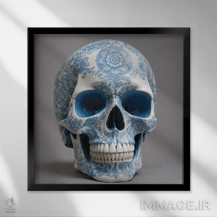 تابلو جمجمه چینی III اثر بن هاین (هنرمند بلژیکی) - نمای قابدار مشکی
