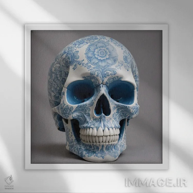تابلو جمجمه چینی III اثر بن هاین (هنرمند بلژیکی) - نمای قابدار سفید