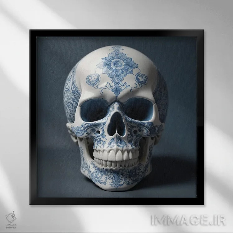 تابلو جمجمه چینی II اثر بن هاین (هنرمند بلژیکی) - نمای قابدار مشکی