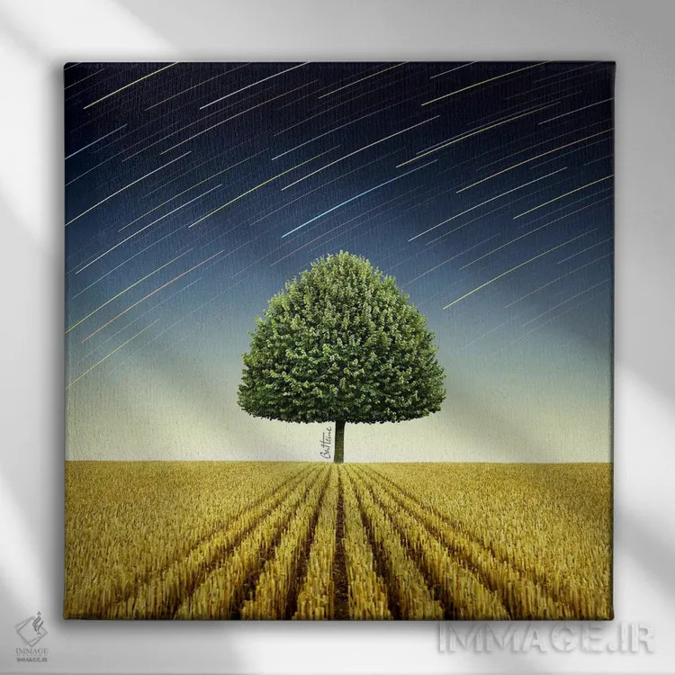 تابلو درخت سیب نیوتن اثر بن هاین (هنرمند بلژیکی) - نمای روبهرو روی دیوار