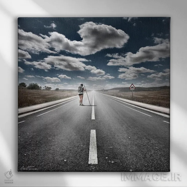 تابلو جاده هرگز پایان نمییابد اثر بن هاین (هنرمند بلژیکی) - نمای روبهرو روی دیوار